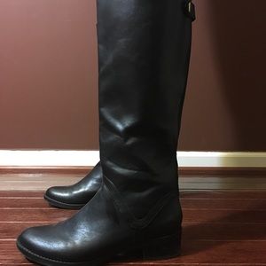 black faux leather riding boots! size 8.5